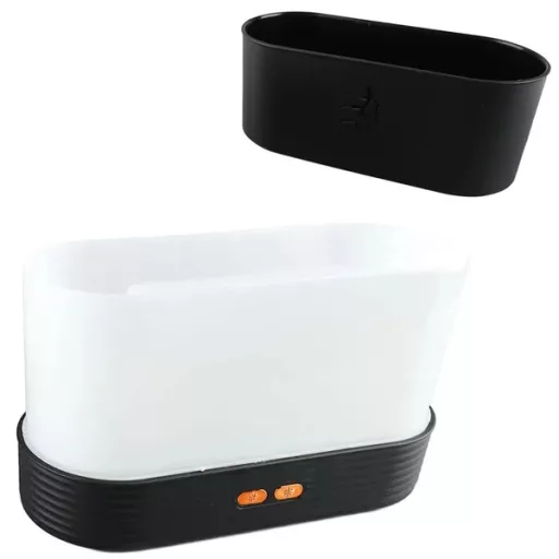 Fekete RGB lánghatású USB levegő párásító, 180 ml, 30 m²