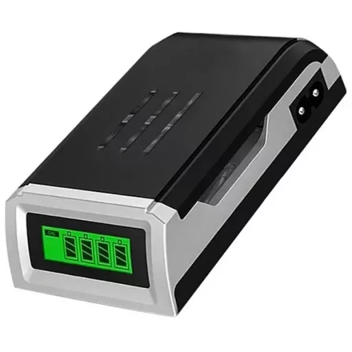 Univerzális AA/AAA/9V akkumulátor-töltő, 4 cellás, LCD-kijelzővel, hálózati adapterrel