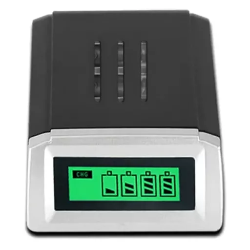 Univerzális AA/AAA/9V akkumulátor-töltő, 4 cellás, LCD-kijelzővel, hálózati adapterrel