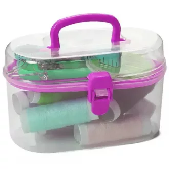   32 részes varrókészlet színes cérnákkal, tűkkel és műanyag tokkal