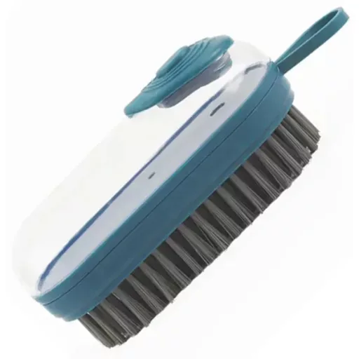Szilikon sörtéjű tisztítókefe beépített folyadékadagolóval, kék, 12 cm