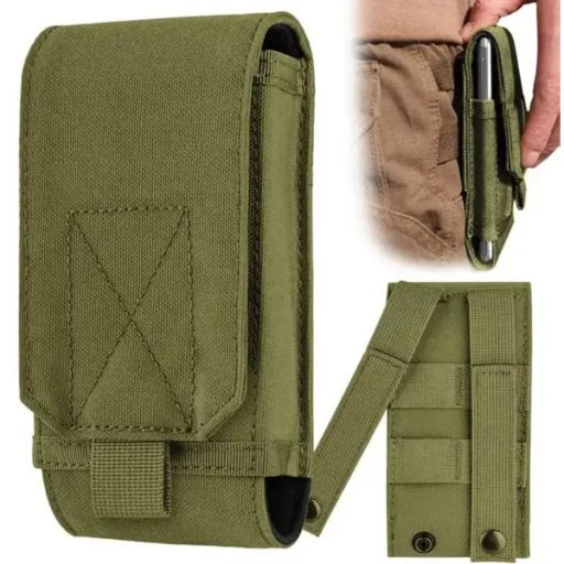 Vízálló övtáska 600D Oxford, telefonhoz/dokumentumhoz, zöld, 17×10×3 cm