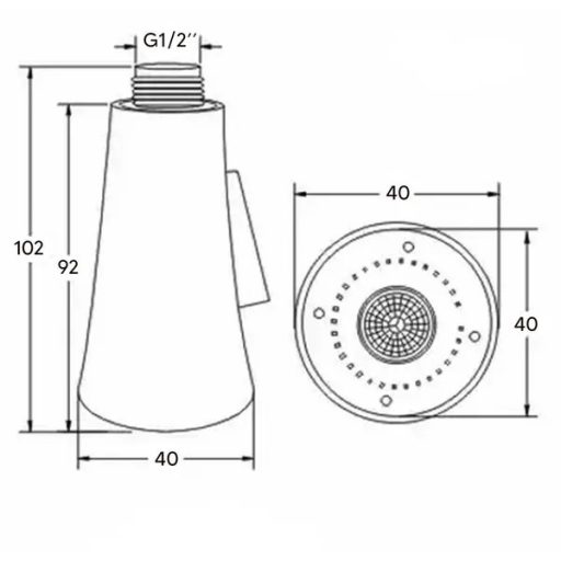 Univerzális fekete M22 perlator csaptelep-hosszabbító, 2 vízsugármód, 10 cm