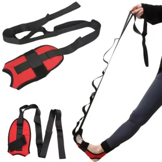   Állítható lábizom-nyújtó heveder, 155 cm, 7 fokozat, fekete-piros