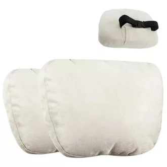   Beige autós utazópárna, fejtámlára rögzíthető, 30×22×8 cm, 2 db