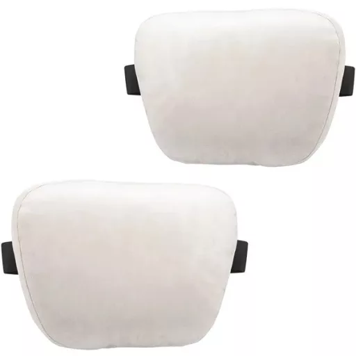 Beige autós utazópárna, fejtámlára rögzíthető, 30×22×8 cm, 2 db