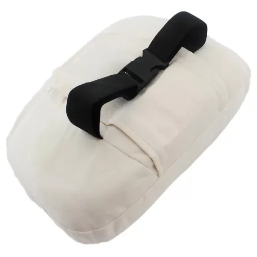 Beige autós utazópárna, fejtámlára rögzíthető, 30×22×8 cm, 2 db