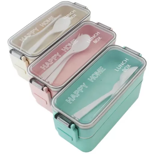 Rózsaszín 750 ml ebéddoboz, 2 rekeszes, mikrózható PP műanyag