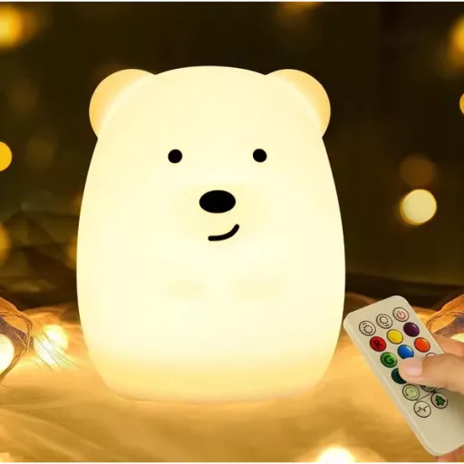 Szilikon mackó éjszakai lámpa gyerekeknek rgb led