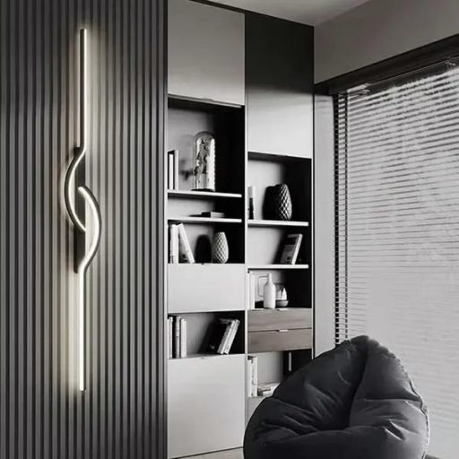 Fali LED lámpa 60 cm, 10 W, hideg fehér, fekete alumínium 230 V