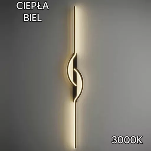 Modern fekete LED fali lámpa, 60 cm, meleg fehér fény, 10 W