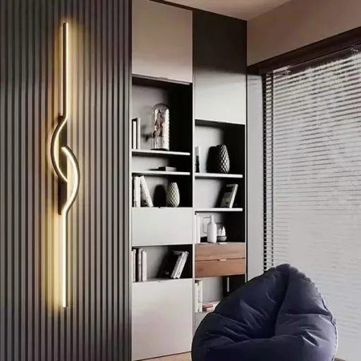 Modern fekete LED fali lámpa, 60 cm, meleg fehér fény, 10 W