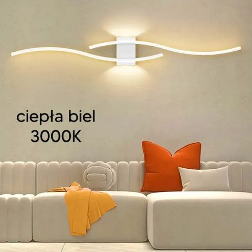 Fehér LED fali lámpa, 60 cm, 24 W, meleg fehér fény, alumínium