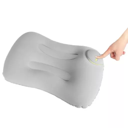 Szürke felfújható utazópárna 43×28×10 cm poliészter+TPU