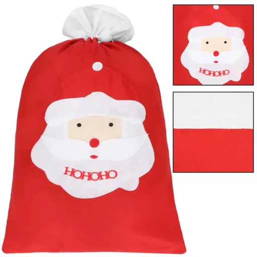 Karácsonyi piros ajándékzsák, Télapó mintával, 100×70 cm