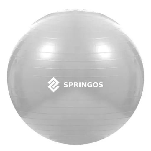 75 cm-es szürke gimnasztikai labda pumpával, PVC, 150 kg teherbírás