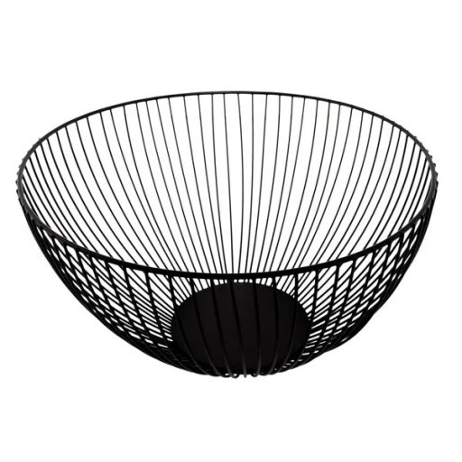 Fekete fém huzalkosár, Ø25 cm, 15 cm magas