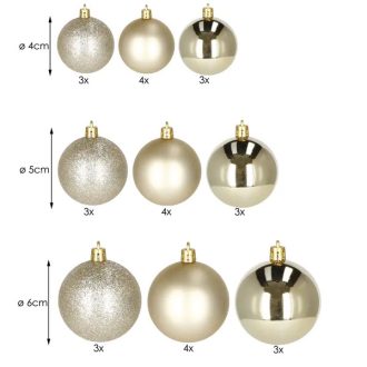   Karácsonyfadísz gömb szett, arany, 30 db, 4-6 cm, törhetetlen műanyag