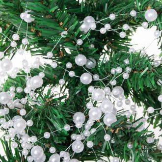   Műgyöngy girland, 5 m, 8 + 3 mm fehér gyöngyök dekorációhoz