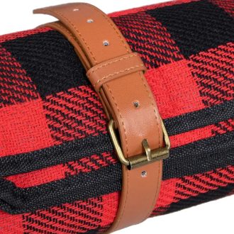   Piknik takaró 200×150 cm, vízhatlan PEVA alj, fekete-vörös kockás