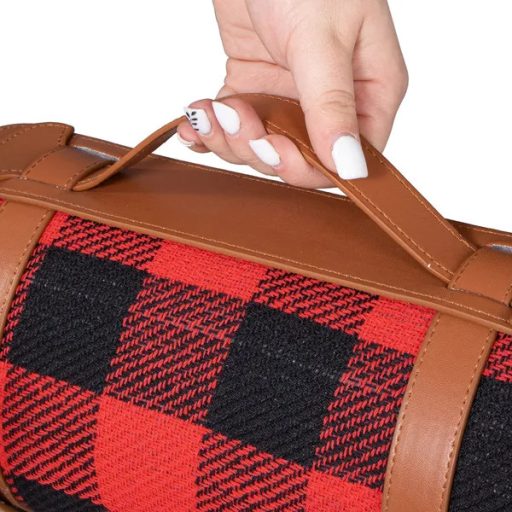 Piknik takaró 200×150 cm, vízhatlan PEVA alj, fekete-vörös kockás