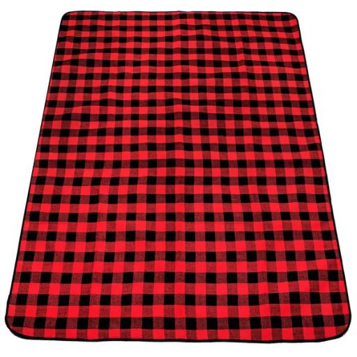 Piknik takaró 200×150 cm, vízhatlan PEVA alj, fekete-vörös kockás