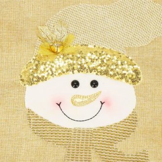   Arany, csillogó hóember alakú textil asztali alátét 48×35 cm