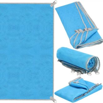   Springos homokmentes strandpléd 200×150 cm kék–szürke poliészter