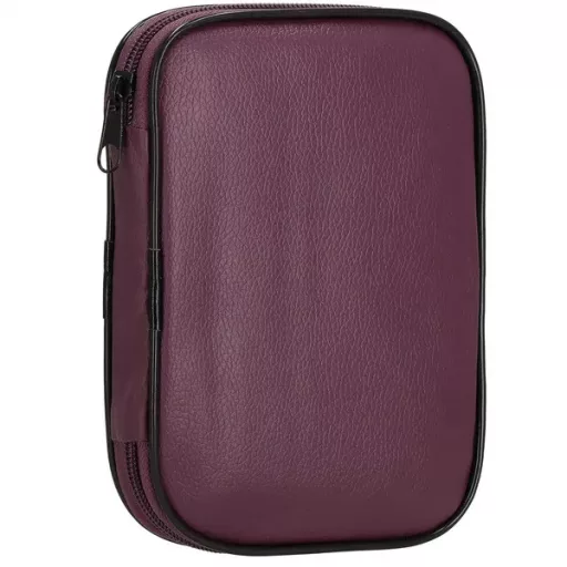 100 részes horgolókészlet alumínium és acél tűkkel, lila tokban