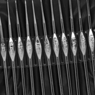   22 darabos alumínium és acél horgolótű készlet cipzáras lila tokban