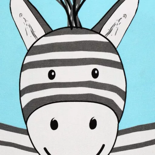 Tároló kosár 80 l, Ø40×50 cm, len-pamut, kék zebra mintás