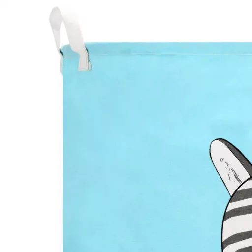 Tároló kosár 80 l, Ø40×50 cm, len-pamut, kék zebra mintás