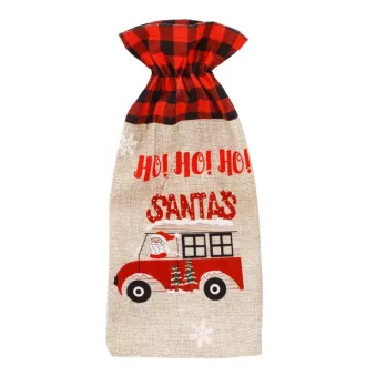   Karácsonyi Springos palackhuzat poliészter 15×31 cm, beige-piros