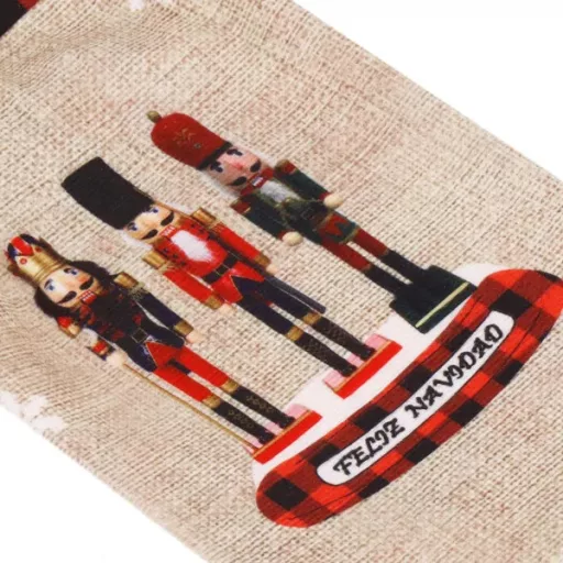 Karácsonyi Springos palackhuzat poliészter 15×31 cm, beige-piros