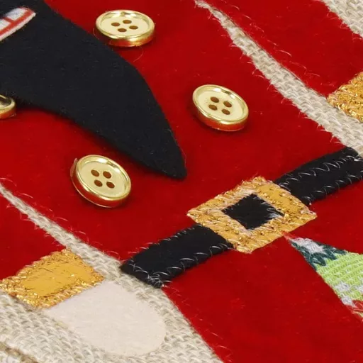 Karácsonyi palackhuzat, diótörő minta, len/poliészter, 35×16 cm