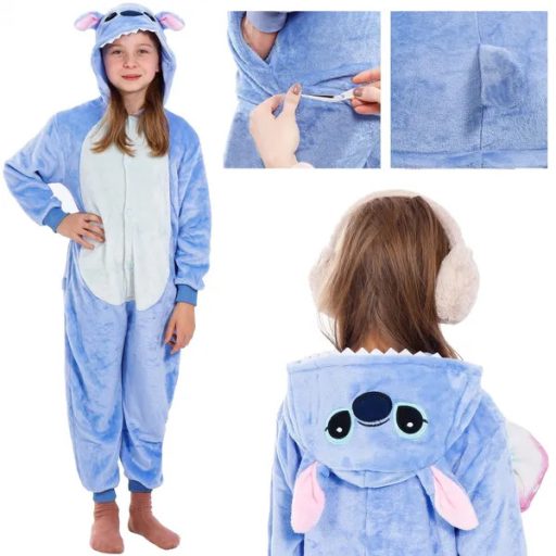 Stitch kigurumi gyermek pizsama, 130-140 cm, poliészter