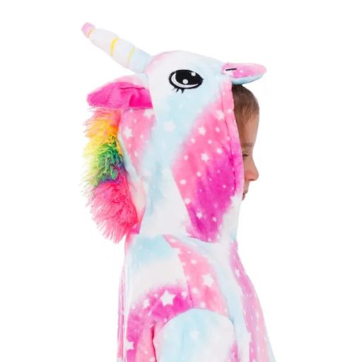 Unikornis kigurumi gyerek pizsama, 130–140 cm, poliészter, zsebekkel