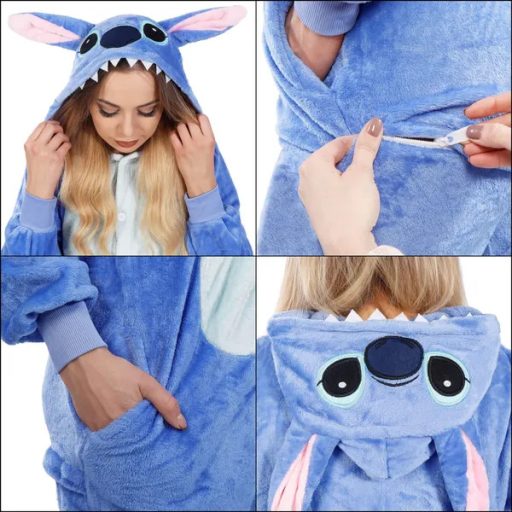 Springos stitch kigurumi pizsama, kék-zöld-rózsaszín, s méret
