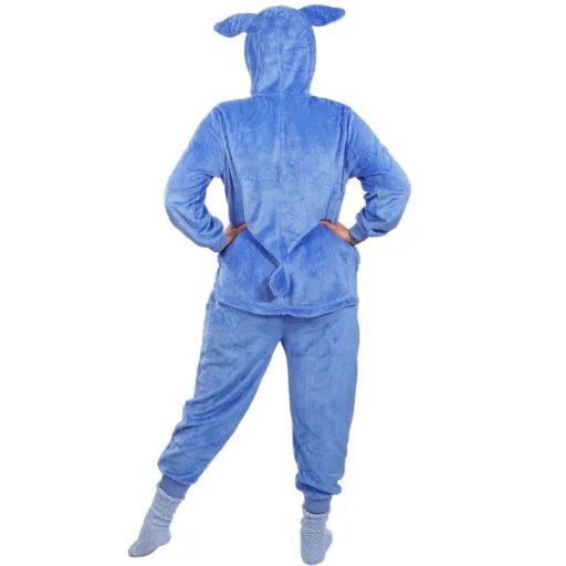 Stitch kigurumi pizsama, L, 100% poliészter, kék-zöld-rózsaszín, kapucnis