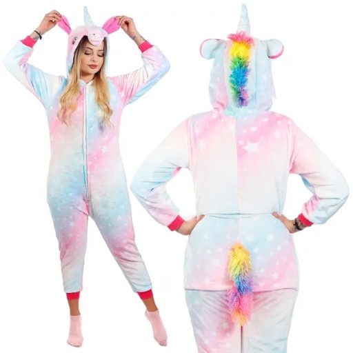 Unikornis kigurumi kezeslábas pizsama, M, multikolor poliészter