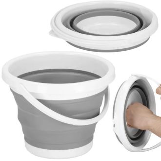   Összecsukható szilikon-műanyag vödör 10 l, 31 cm átmérő, szürke/fehér