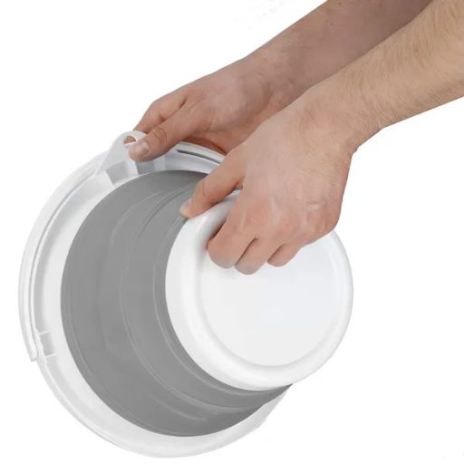 Összecsukható szilikon-műanyag vödör 10 l, 31 cm átmérő, szürke/fehér