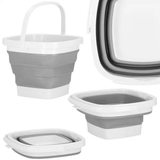 Összecsukható műanyag vödör 5l szürke-fehér