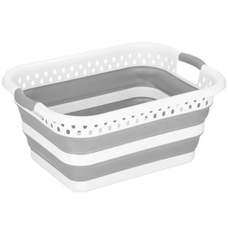  Összecsukható tároló edény, 24 l, 53×38,5×23 cm, szürke/fehér