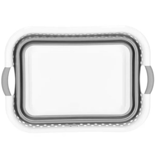 Összecsukható tároló edény, 24 l, 53×38,5×23 cm, szürke/fehér