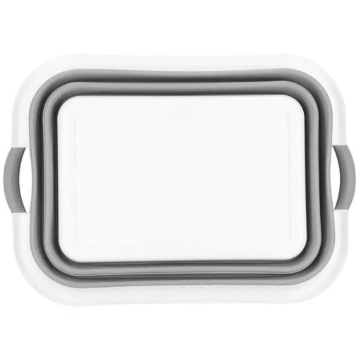 Összecsukható tároló edény, 24 l, 53×38,5×23 cm, szürke/fehér