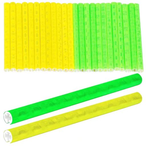 Neonsárga-zöld 24 db 7,5 cm műanyag fényvisszaverő küllőfedél