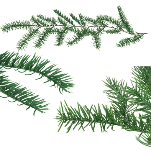 Karácsonyi csillámos zöld dekorág, 58 cm, műanyag