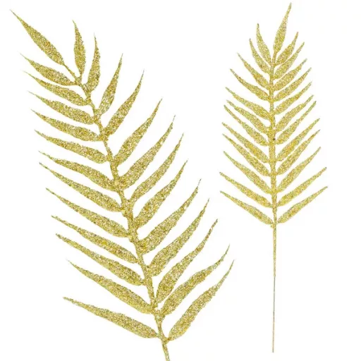 Arany glitteres karácsonyi dekorációs ág, 43 cm, 3 db