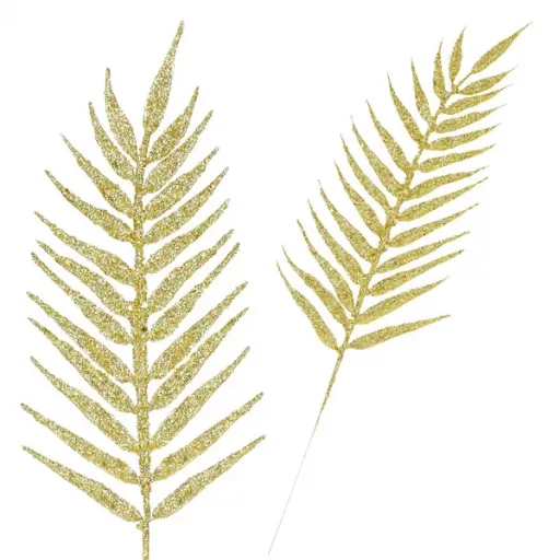 Arany glitteres karácsonyi dekorációs ág, 43 cm, 3 db